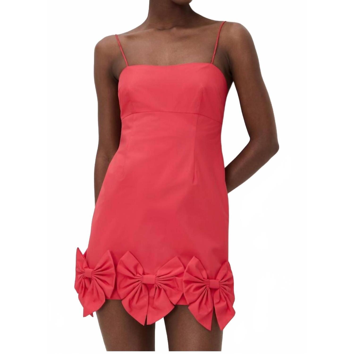 New Loveshackfancy Kennedi Bow Mini Dress In Red